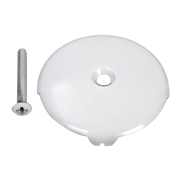 Westbrass 3-1/8" Single Hole Overflow Face Plate and Screw in Powdercoated White D328-50 - main